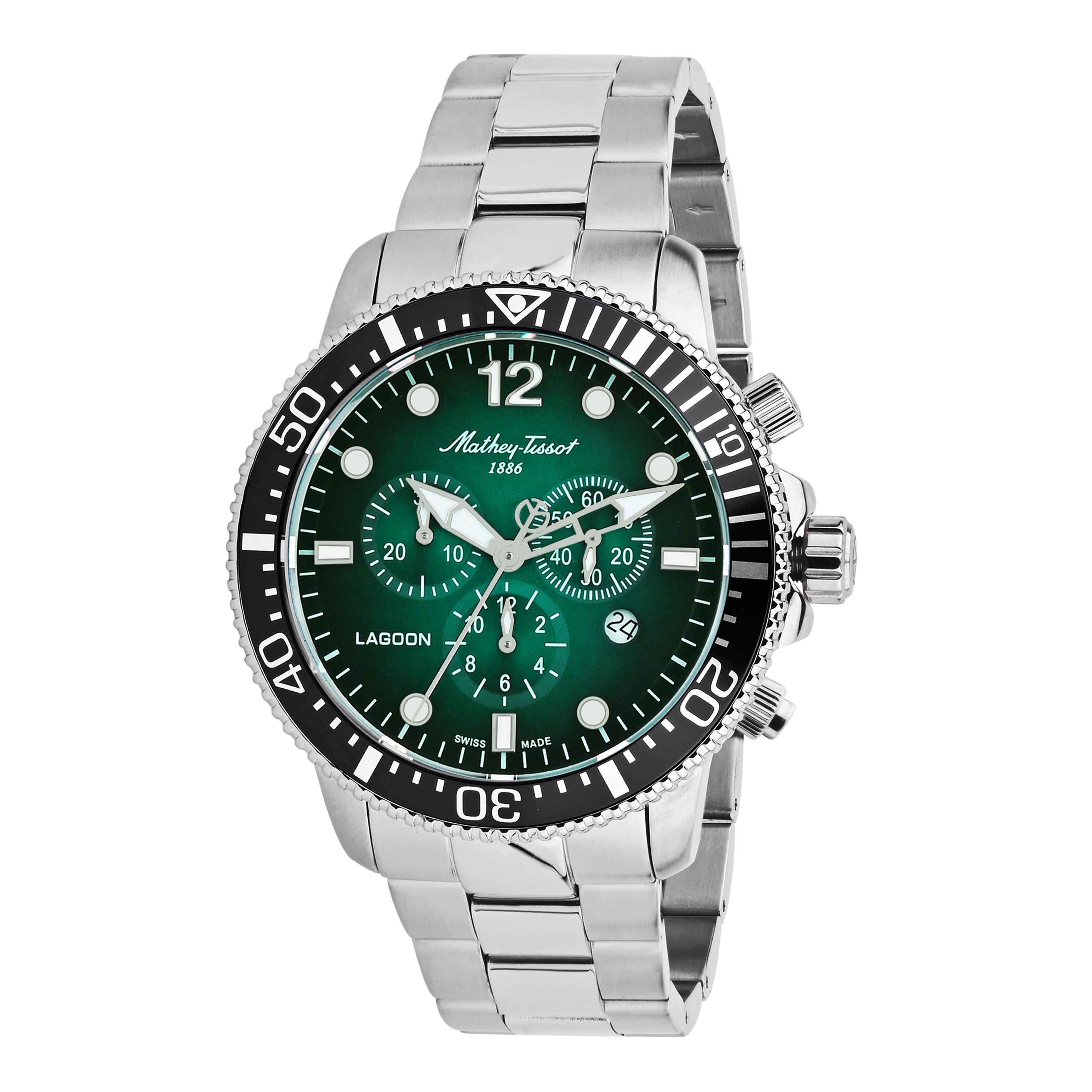 Mathey-Tissot Swiss Made Lagoon Chronograph Quartz Green Dial Mens Watch - H123CHAV