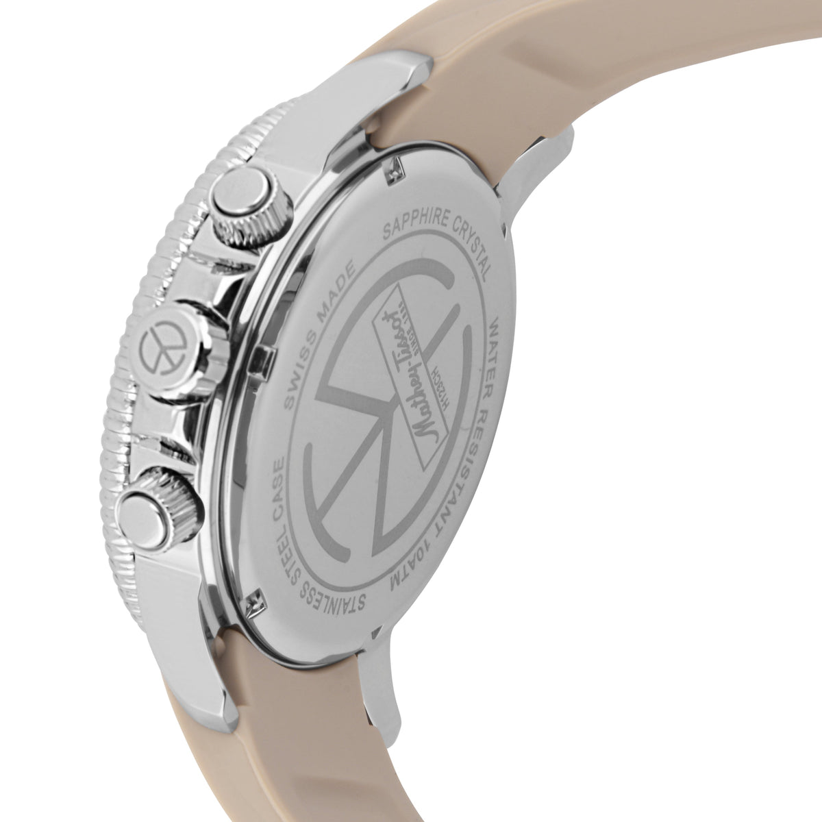 Mathey-Tissot Swiss Made Lagoon Chronograph Pink Silicone Strap Cream Dial Quartz Gents Watch - H123CHLBM