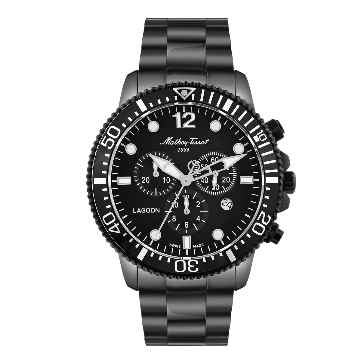 Mathey-Tissot Swiss Made Lagoon Chronograph Quartz 42.5 MM Black Dial Watch For Men - H123CHNN