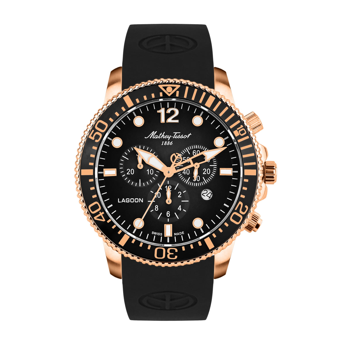 Mathey-Tissot Swiss Made Lagoon Chronograph Quartz Black Dial Mens Watch - H123CHPLN