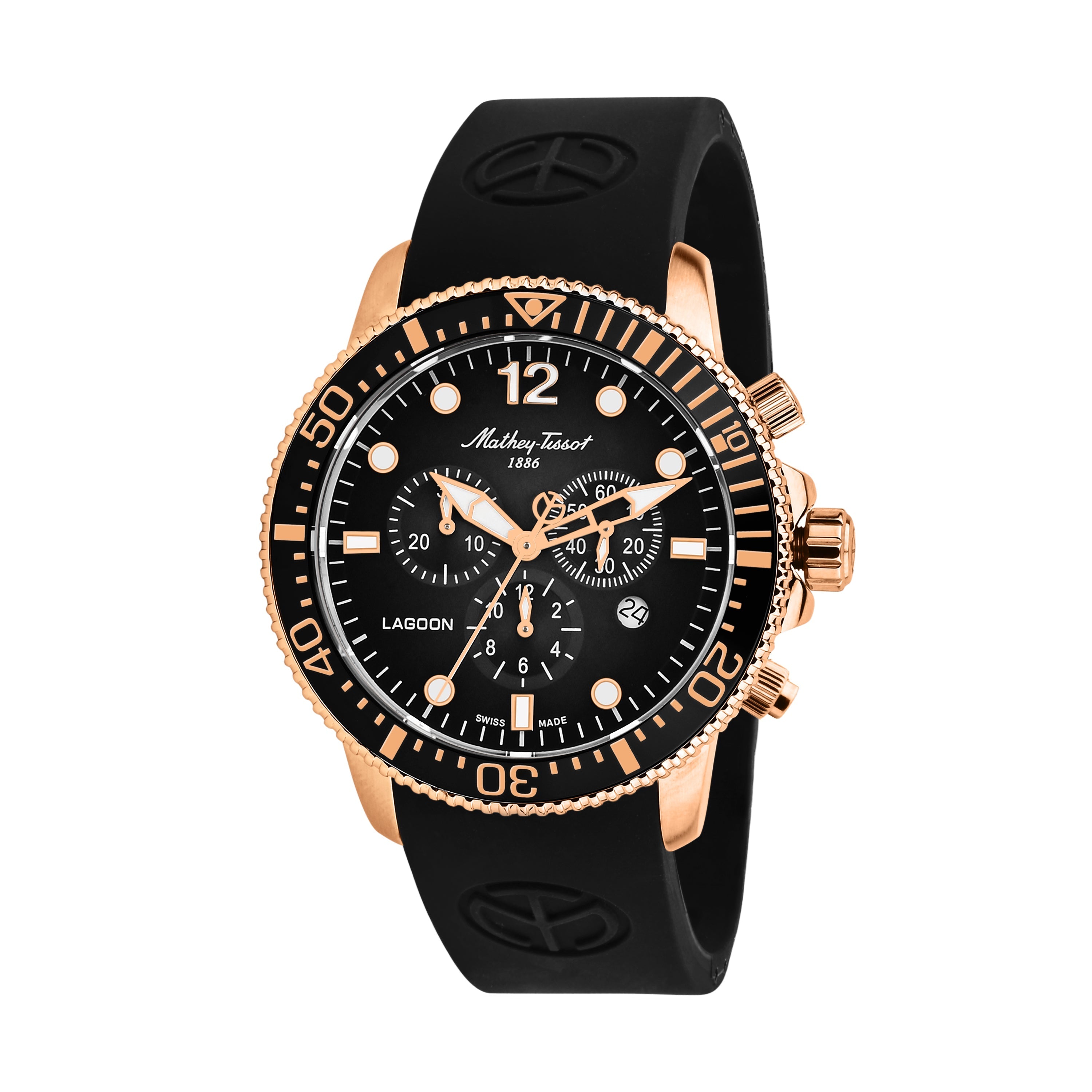 Mathey-Tissot Swiss Made Lagoon Chronograph Quartz Black Dial Mens Watch - H123CHPLN