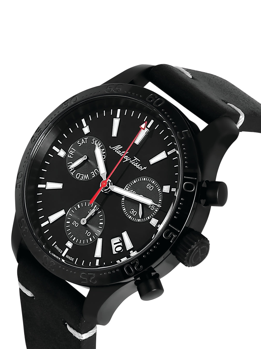 Mathey Tissot Analog Chronograph 42 MM Black Dial Mens Watch-H1822CHLN