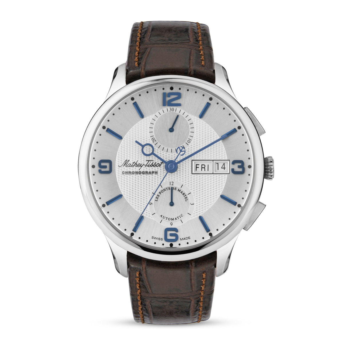 Mathey-Tissot Swiss Made Edmond Chrono Automatic Landeron 77 Movement White Dial Analog Watch For - Gents H1886CHATAI