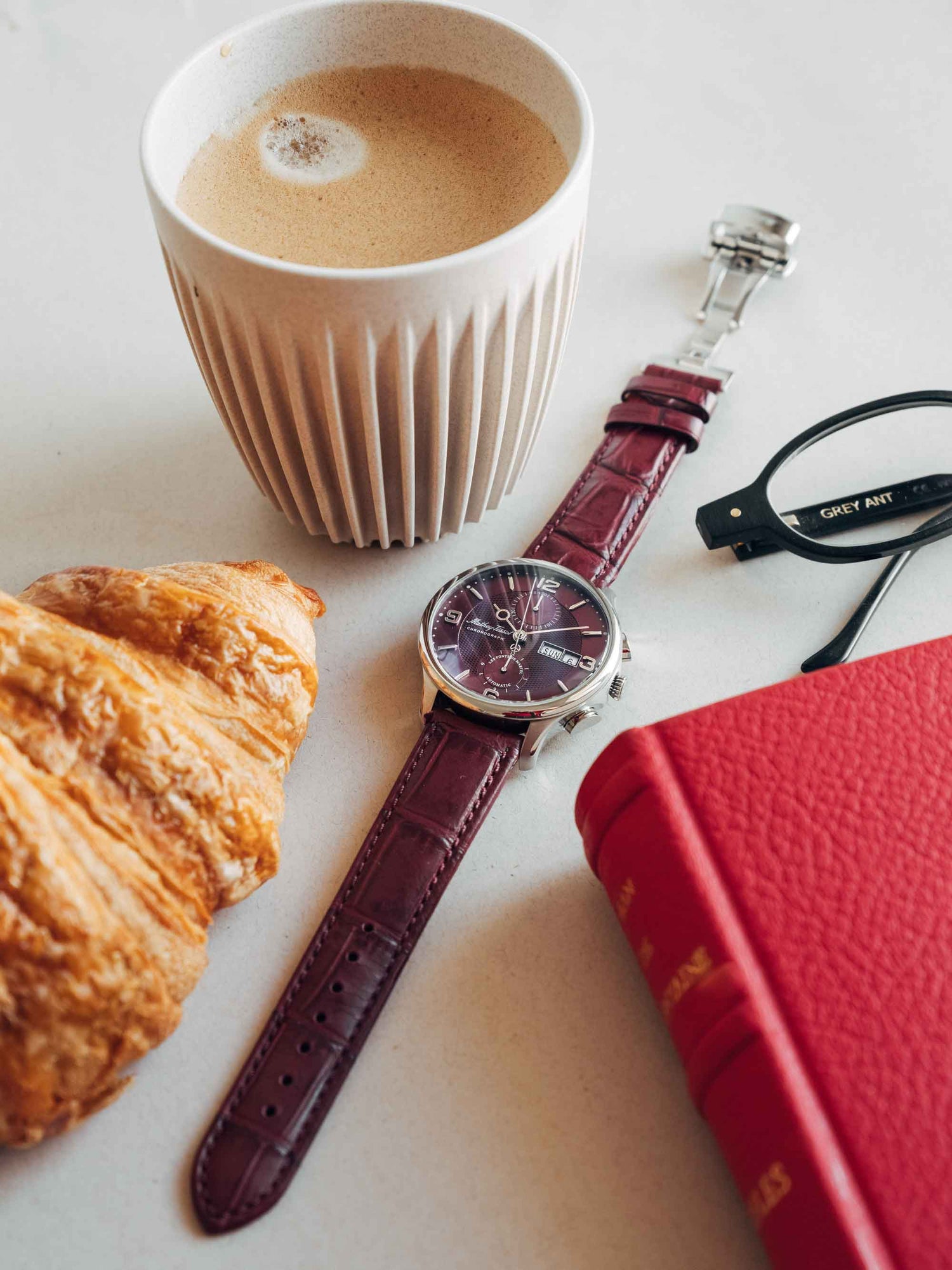 Mathey-Tissot Swiss Made Edmond Chrono Auto Automatic Maroon Dial Analog Watch - For Gents H1886CHATAR