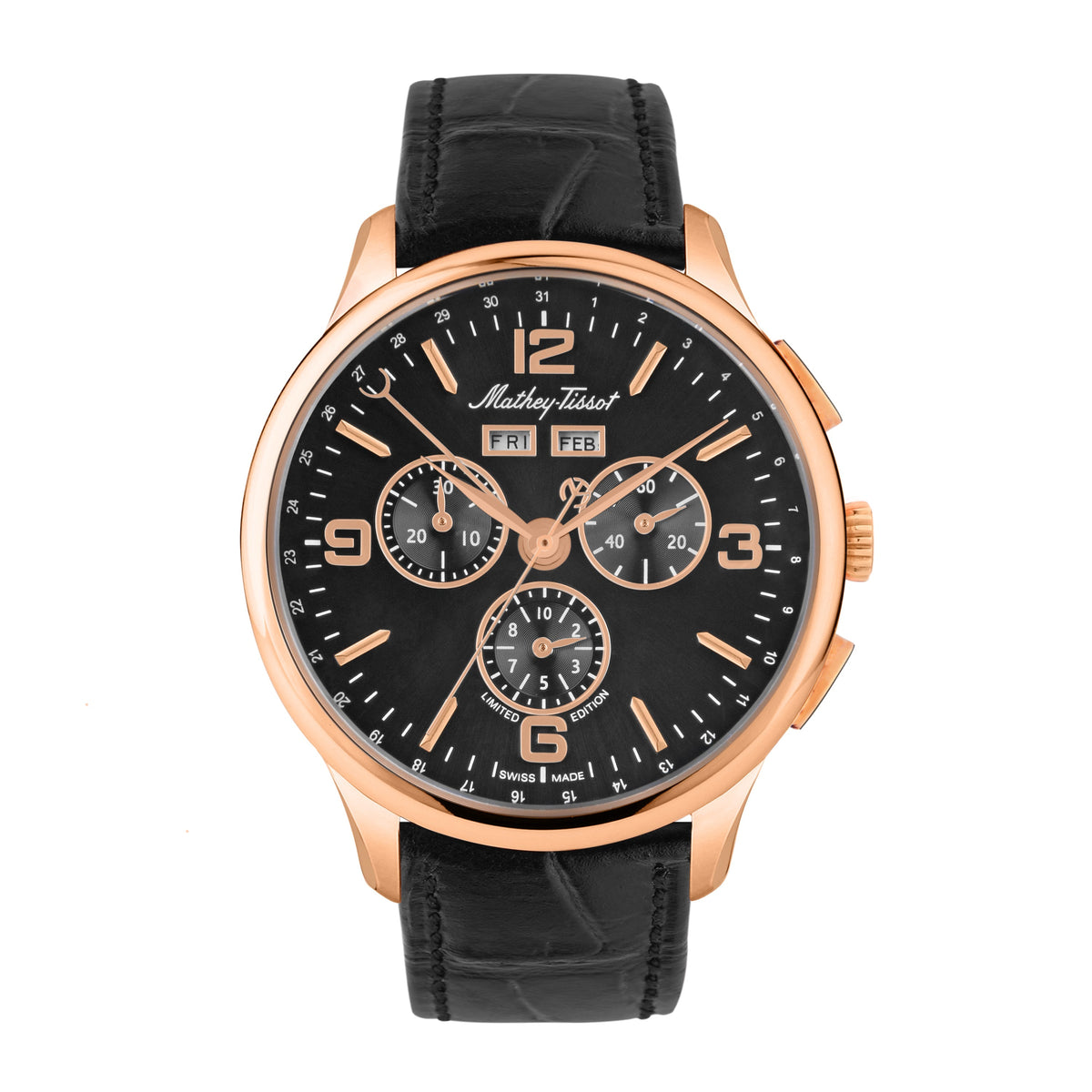 Mathey-Tissot Swiss Made Edmond 5040F Chronograph Quartz Black Dial Gents Watch - H1886CHPSN