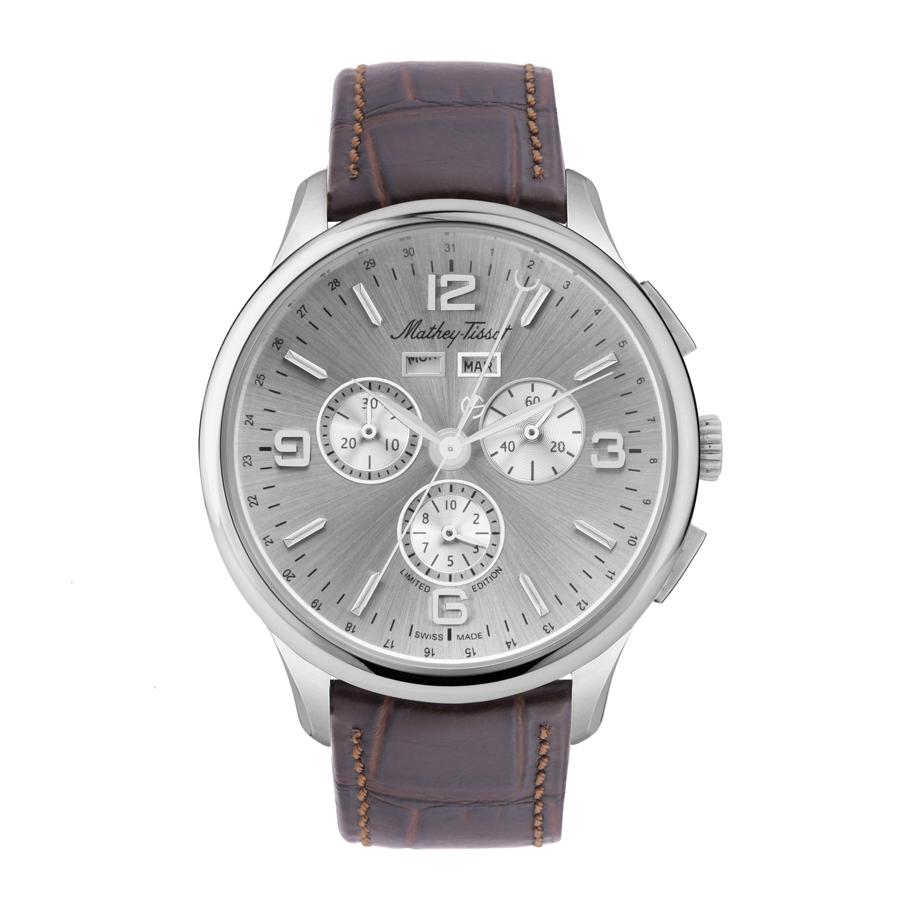 Mathey-Tissot Swiss Made Edmond 5040F Chronograph Silver-Tone Dial Gents Watch - H1886CHSA