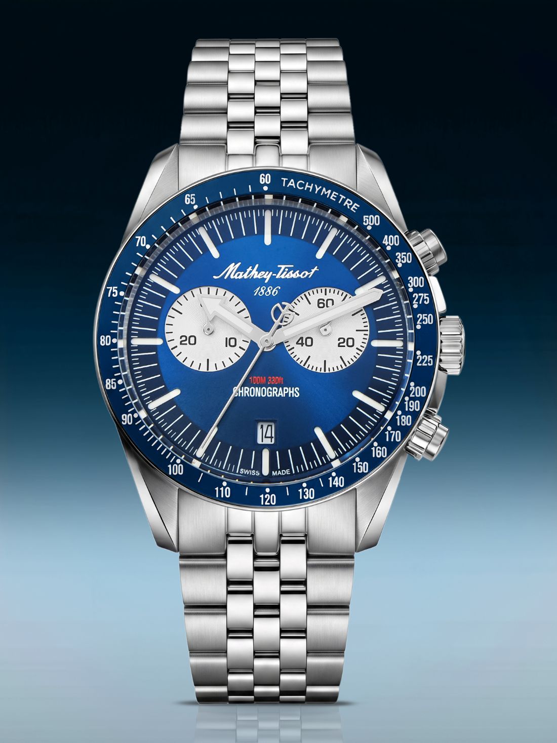 Mathey-Tissot Swiss Made Quartz Blue Dial Analog Watch For - Gents H196CHABU