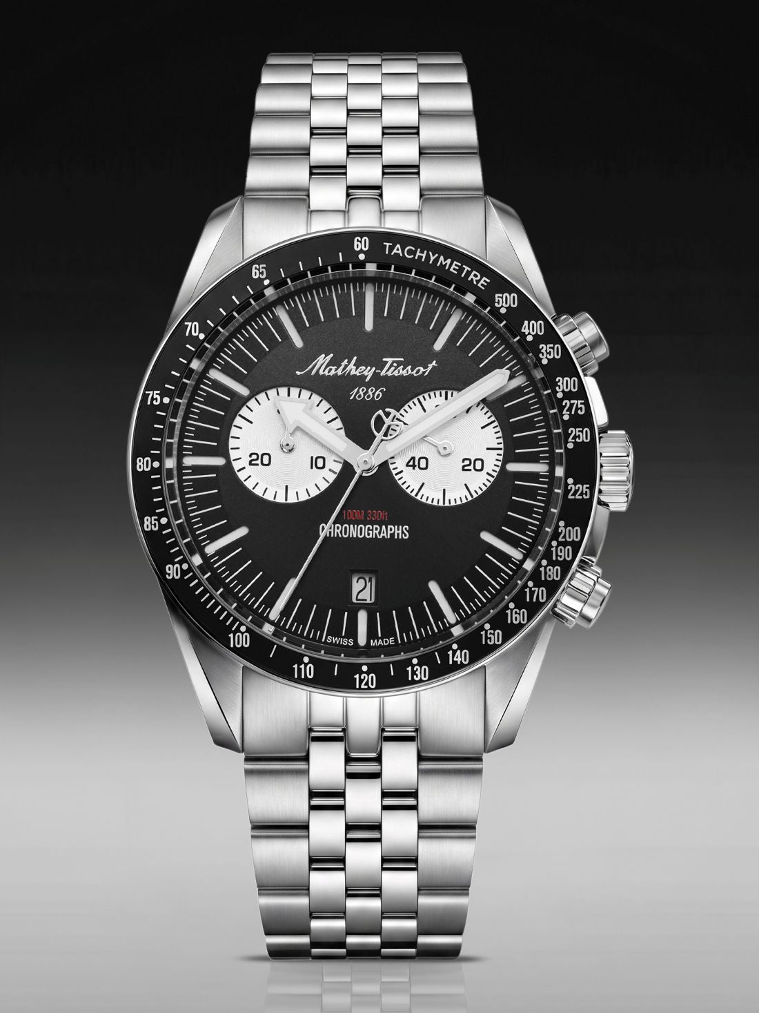 Mathey-Tissot Swiss Made Quartz Black Dial Analog Watch For -Gents H196CHAN