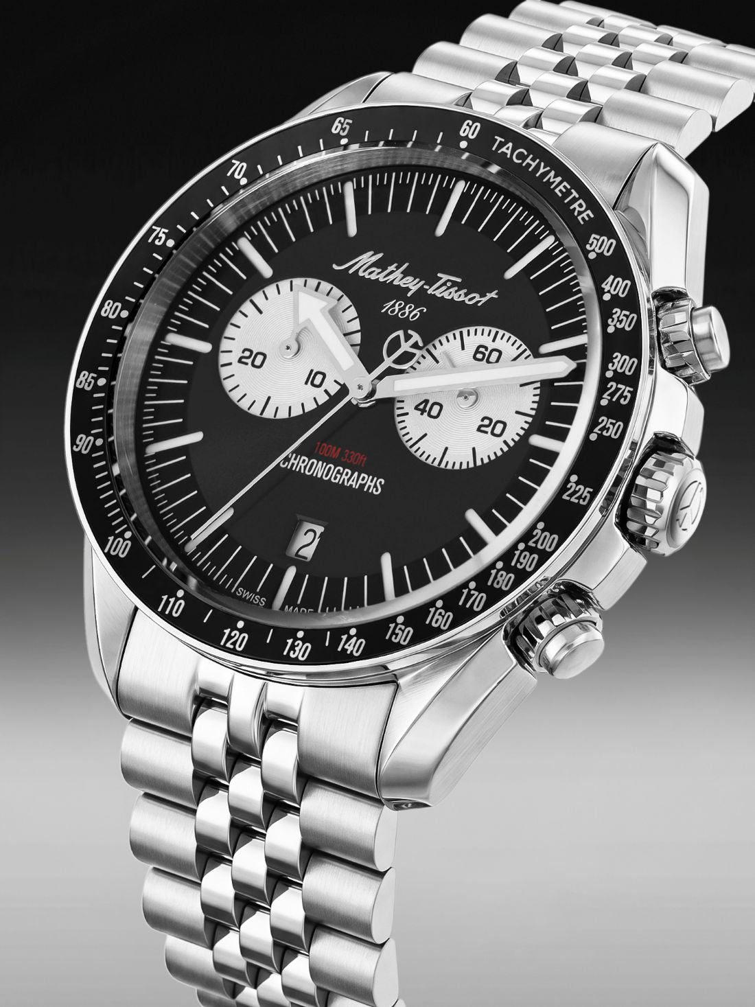 Mathey-Tissot Swiss Made Quartz Black Dial Analog Watch For -Gents H196CHAN