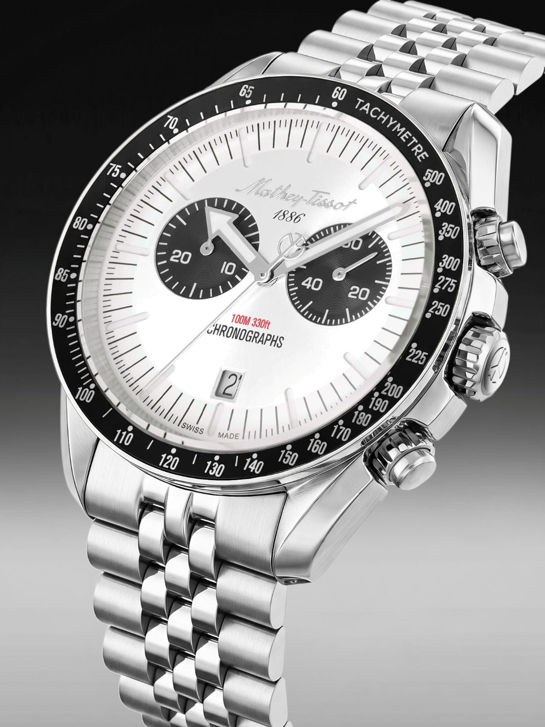Mathey-Tissot Swiss Made Quartz Silver Dial Analog Watch For -Gents H196CHNS
