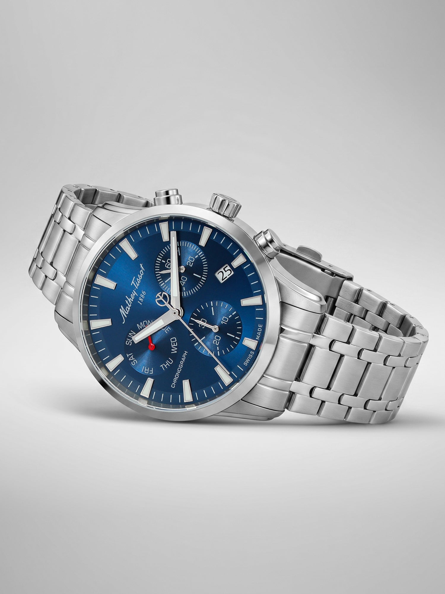 Mathey-Tissot Swiss Made Quartz Blue Dial Analog Watch - Gents H197CHABU