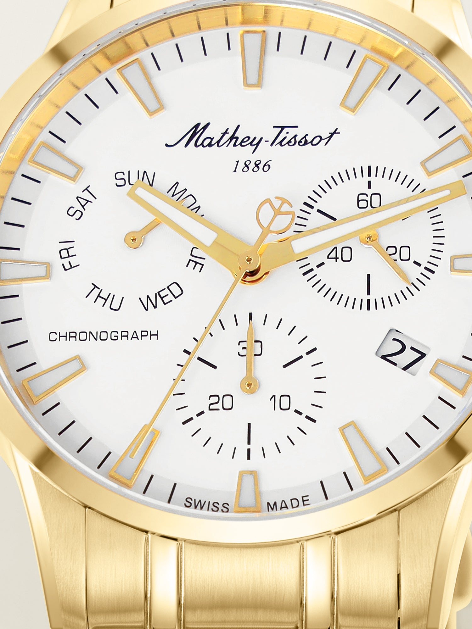 Mathey-Tissot Swiss Made Quartz White Dial Analog Watch - Gents H197CHPI