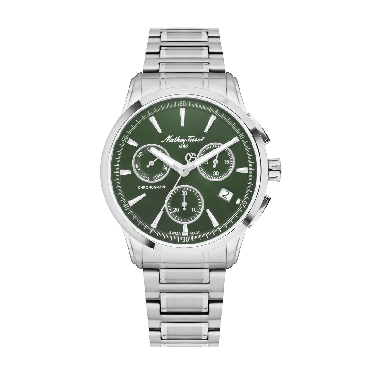 Mathey-Tissot Swiss Made Lancelot Chronograph Quartz 42 MM Green Dial Mens Watch - H198CHAV