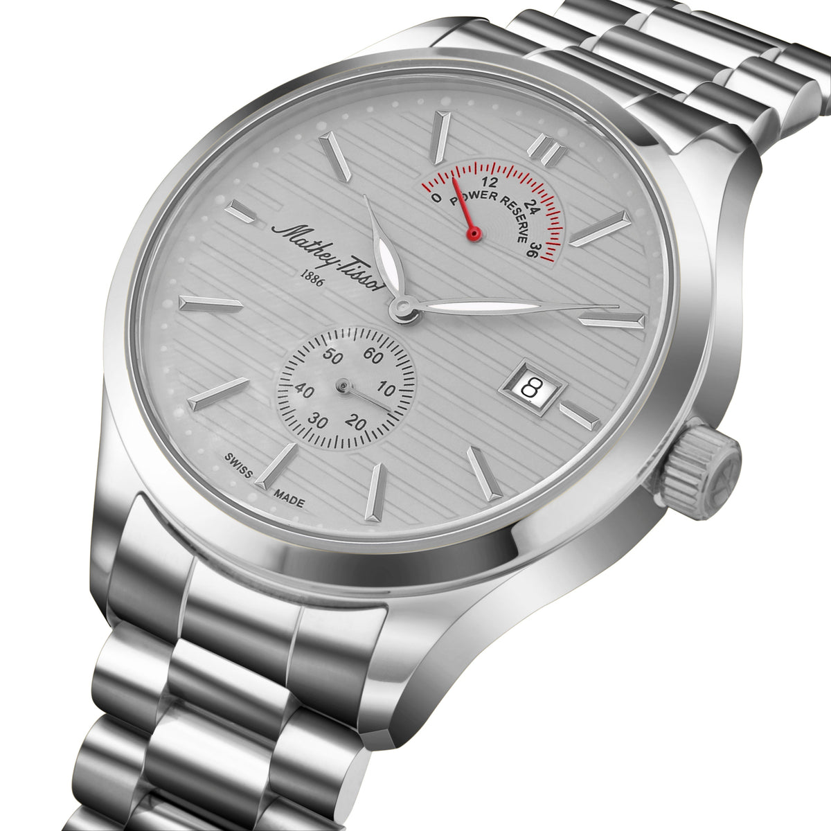 Mathey-Tissot Swiss Made Urban Power Reserve Quartz Grey Dial Analog Watch For Gents - H411ATPRAS