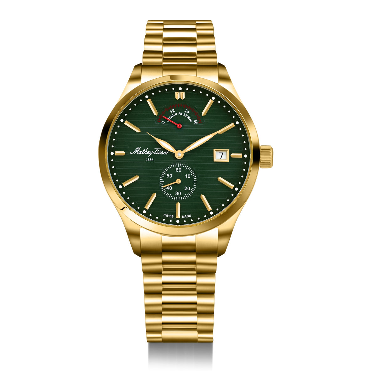 Mathey-Tissot Swiss Made Urban Power Reserve Quartz Green Dial Analog Watch For Gents - H411ATPRPV