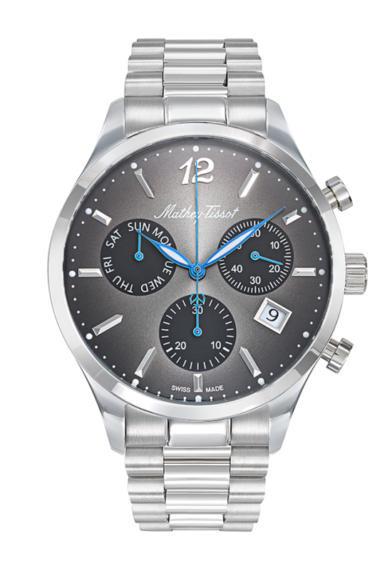 Mathey-Tissot Swiss Made Urban Chrono Quartz Ronda Z60 Movement Grey Dial Analog Watch For - Gents H411CHAN