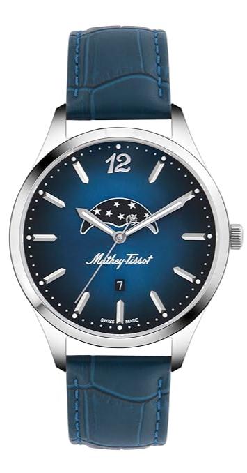 Mathey-Tissot Swiss Made Urban Moon Quartz Moon Phase Blue Dial Mens Watch -H411LABU