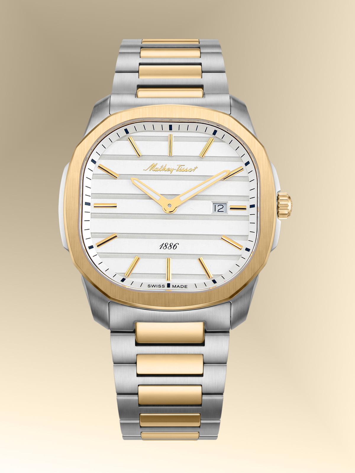 Mathey-Tissot Swiss Made Quartz White Dial Analog Watch For -Gents H413BI