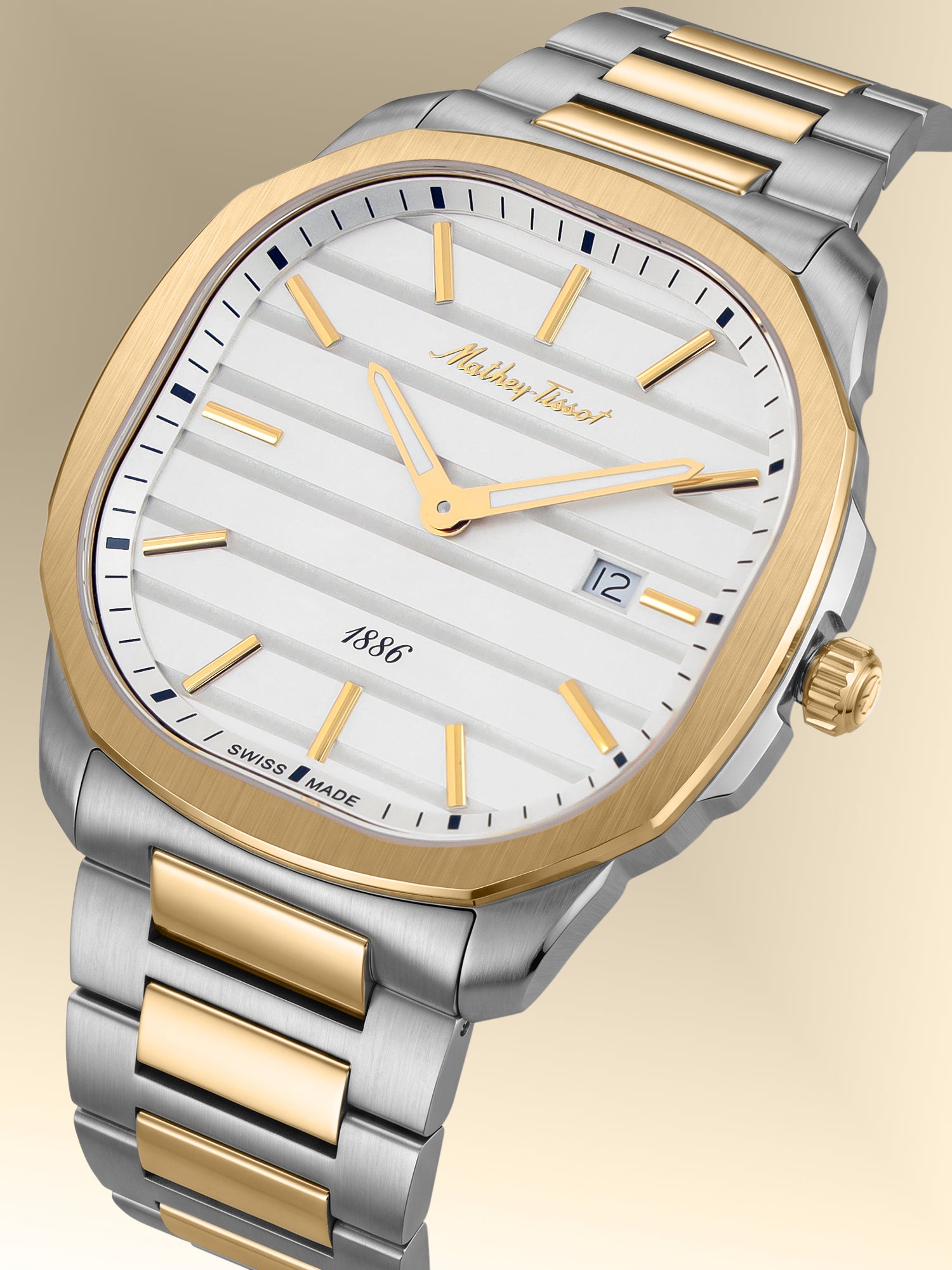 Mathey-Tissot Swiss Made Quartz White Dial Analog Watch For -Gents H413BI