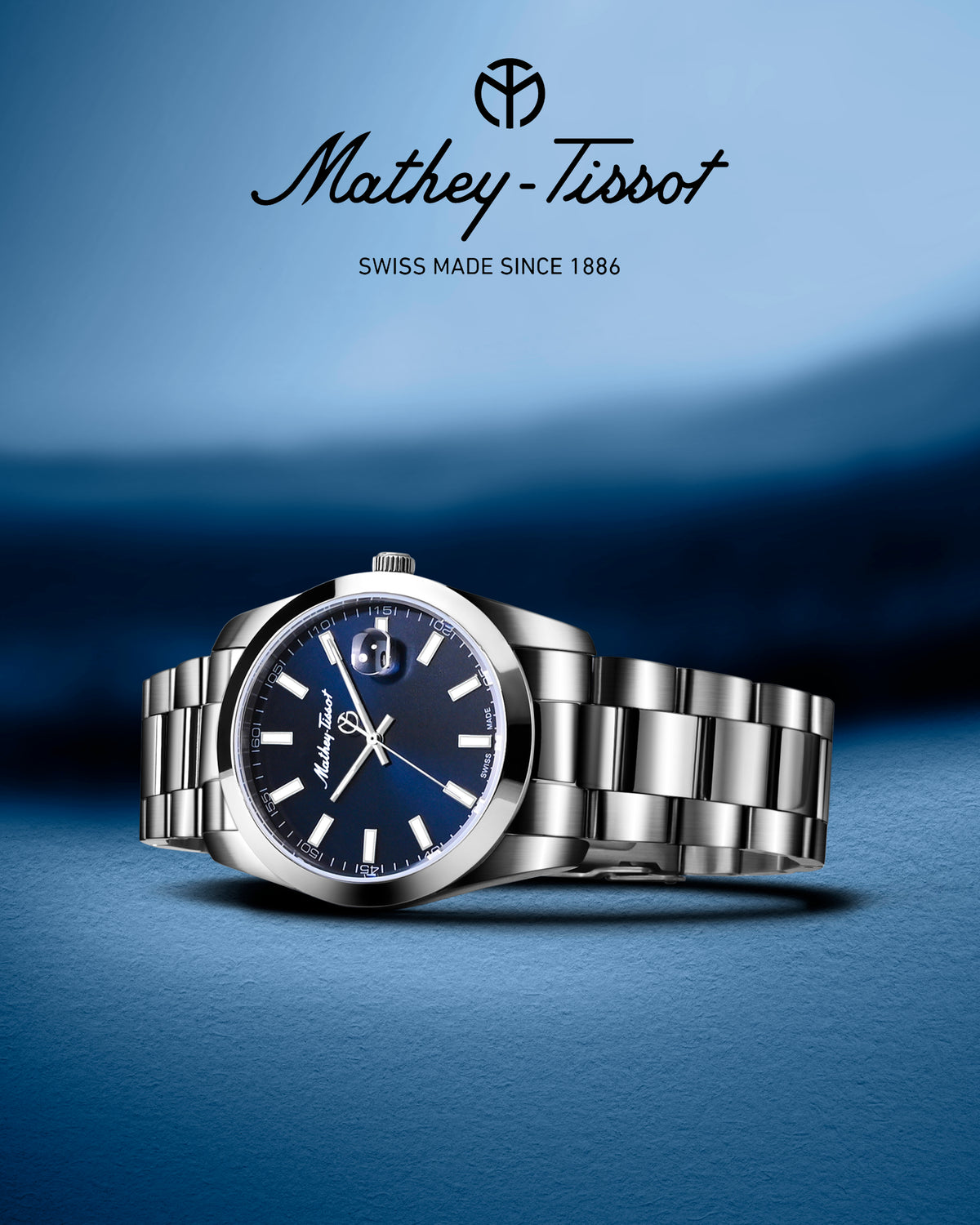 Mathey-Tissot Swiss Made Analog Blue Dial Watch For Men - H450ABU