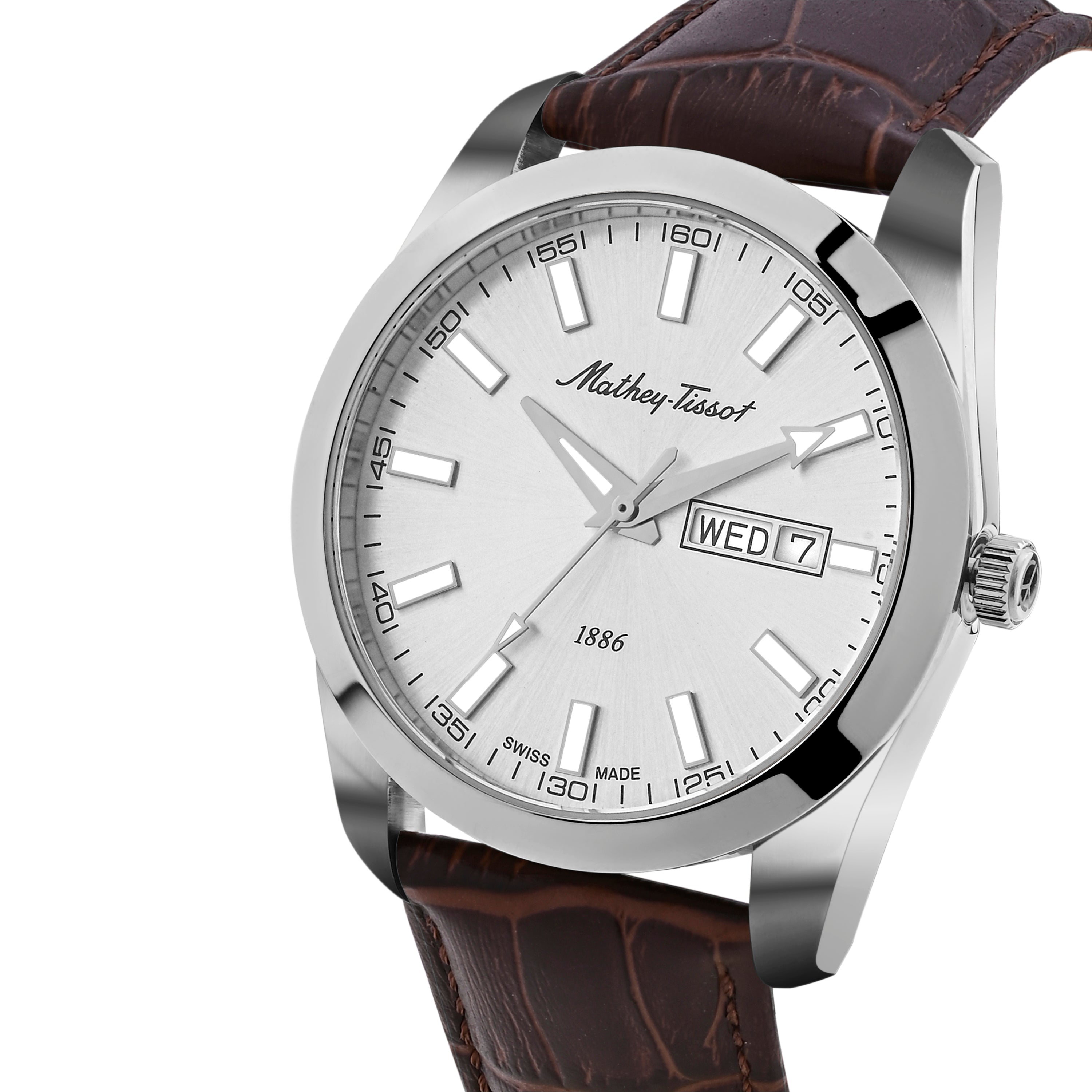 Mathey-Tissot Swiss Made Mathy I Day-Date Quatrz White Dial Analog Watch For Gents - H453ALS