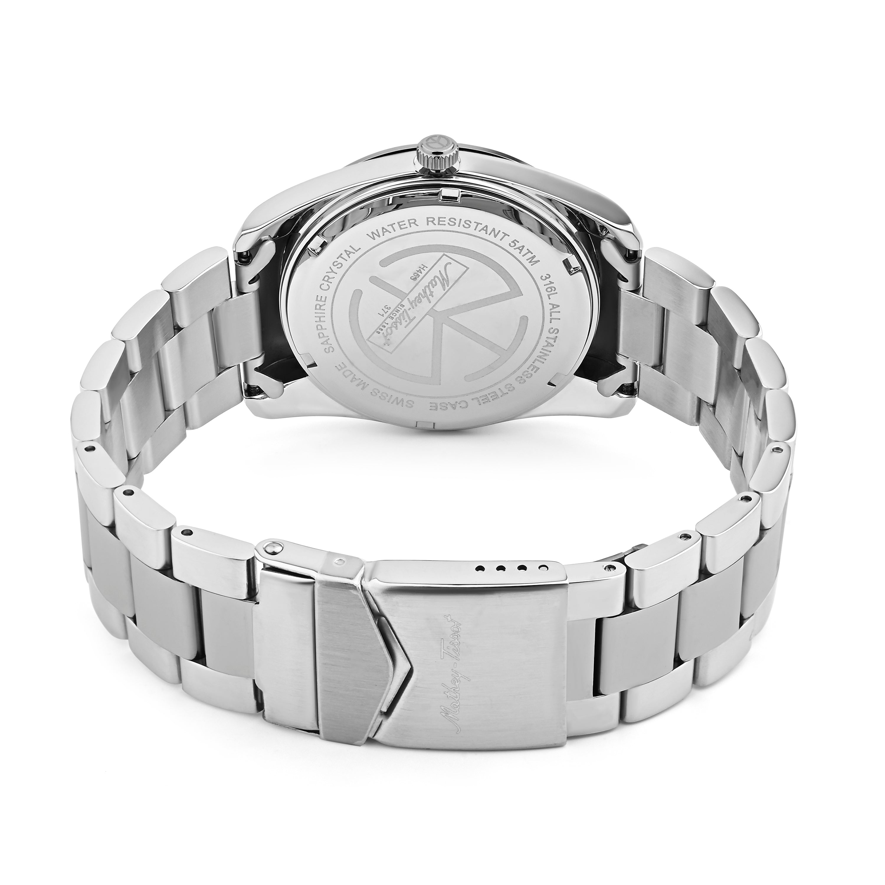 Mathey-Tissot Swiss Made Mathy I Day-Date Quatrz Black Dial Analog Watch For Gents - H453AN