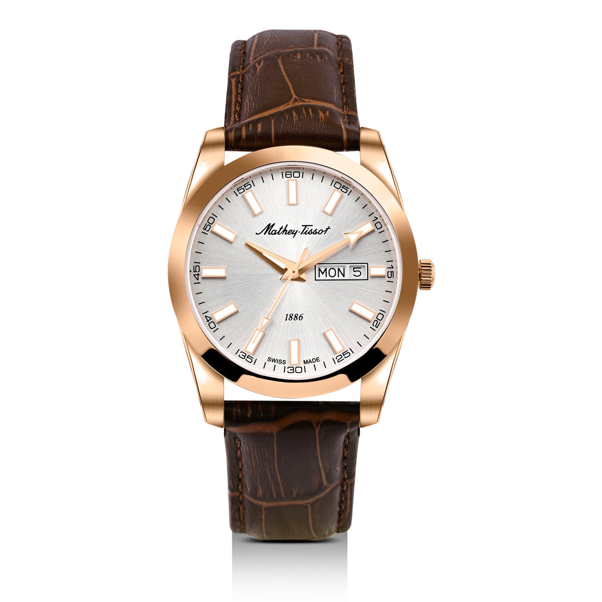 Mathey-Tissot Swiss Made Mathy I Day-Date Quatrz White Dial Analog Watch For Gents - H453PLS