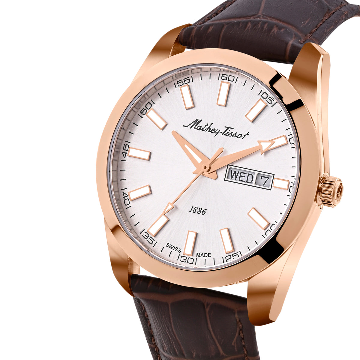Mathey-Tissot Swiss Made Mathy I Day-Date Quatrz White Dial Analog Watch For Gents - H453PLS