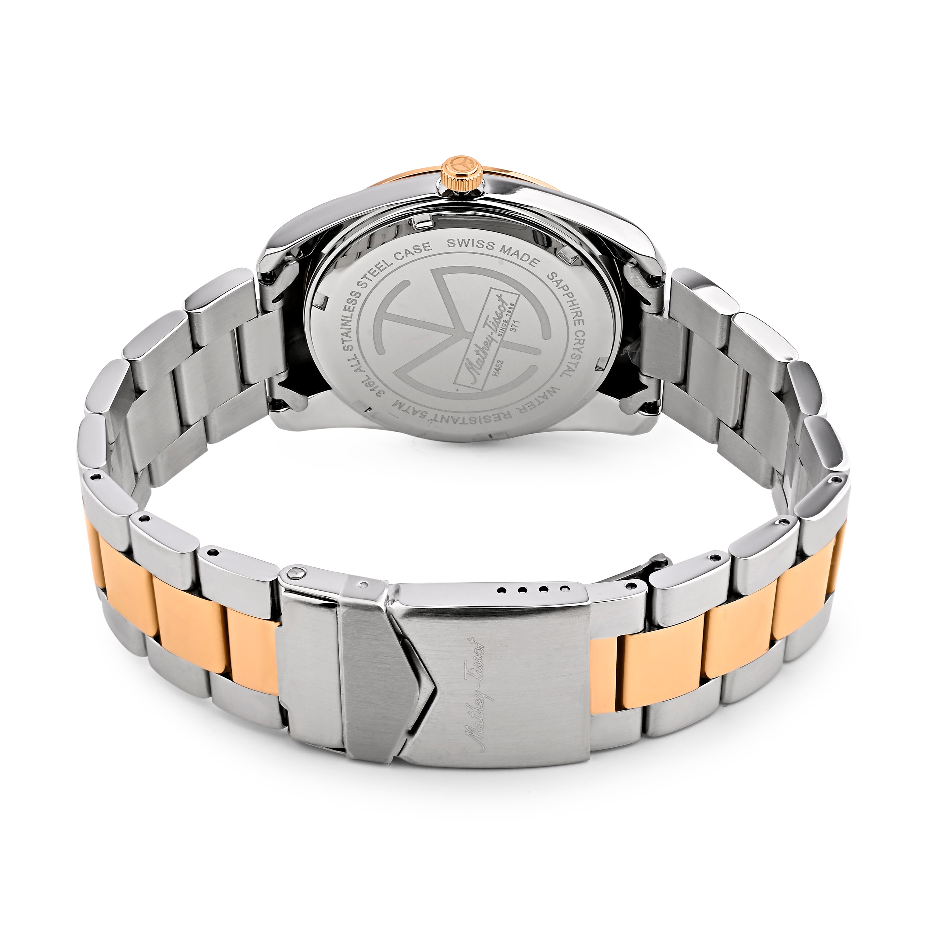 Mathey-Tissot Swiss Made Mathy I Day-Date Quatrz Black Dial Analog Watch For Gents - H453RN