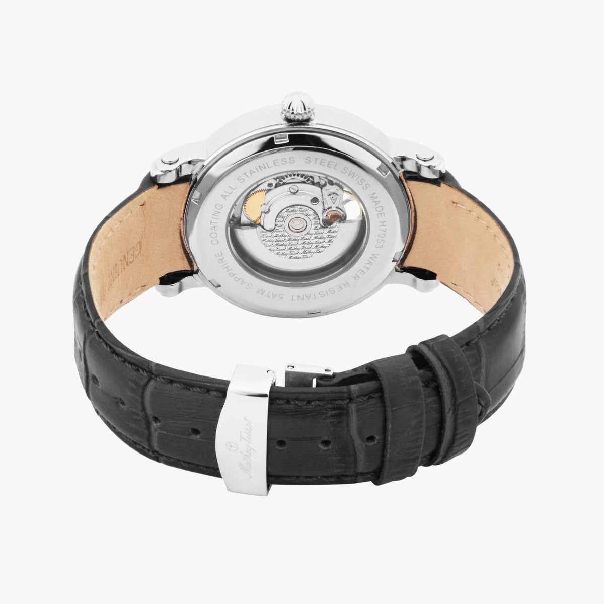Mathey-Tissot Leather White Dial, Brown Band Automatic Analogue Watch for Men - H7053Ai