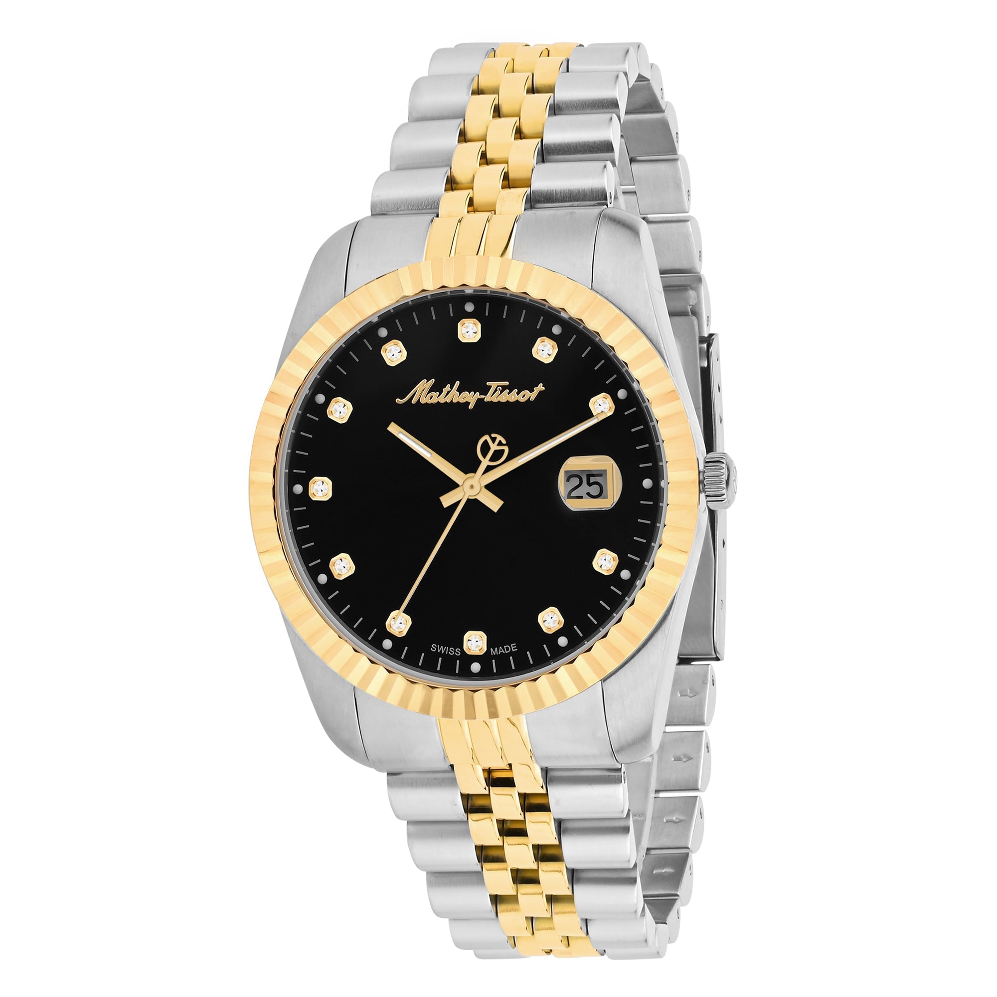 Mathey-Tissot Swiss Made Rolly Iii Crystal 40 MM Black Dial Mens Watch - H710BN