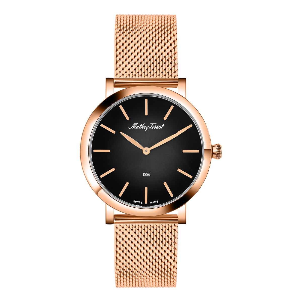 Mathey-Tissot Swiss Made Monsoon Quartz Ronda 515 Movement Black Dial Analog Watch For - Gents H7916PN