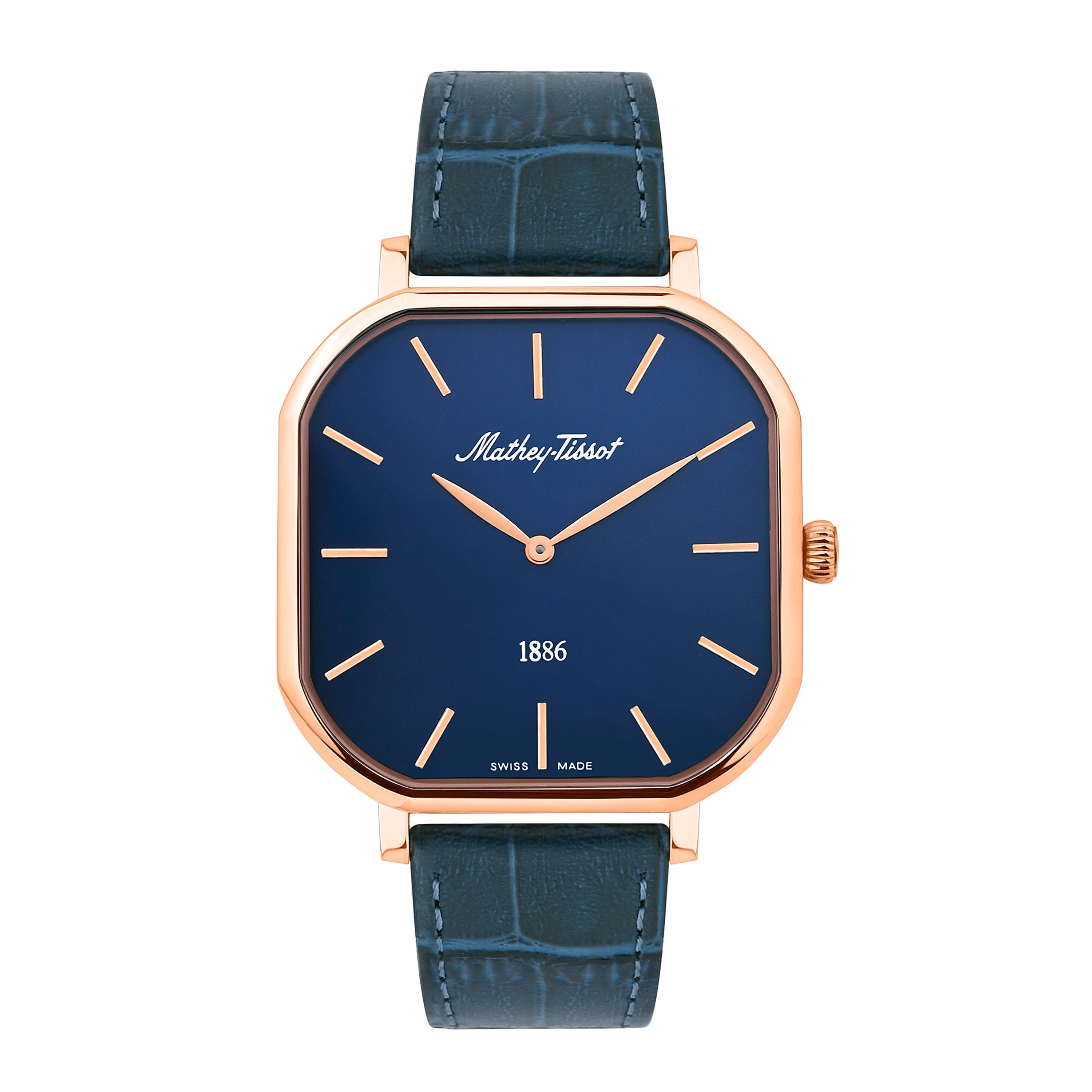 Mathey-tissot Swiss Made Blue Band & Dial Classic Watch for Men - H7917PLBU