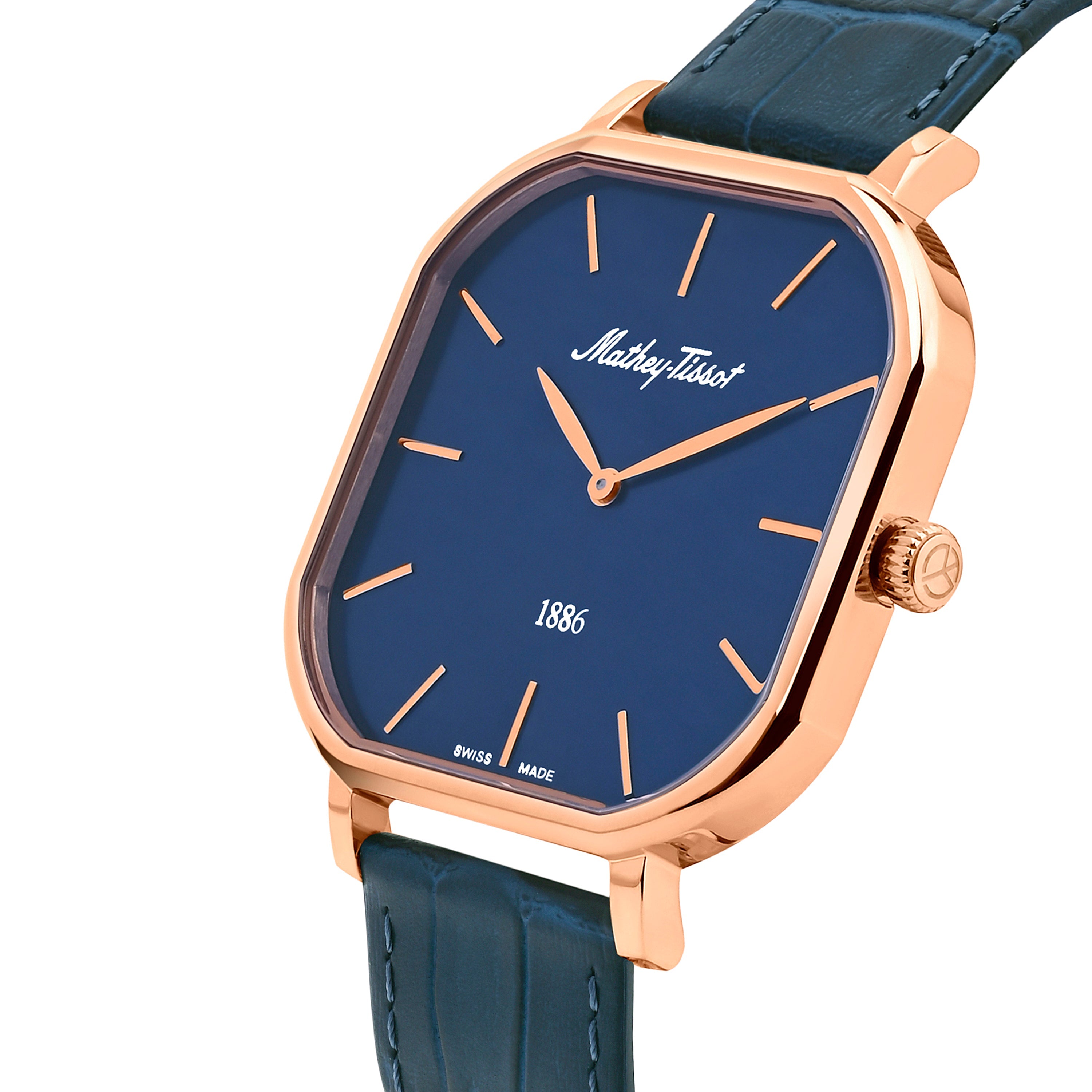 Mathey-tissot Swiss Made Blue Band & Dial Classic Watch for Men - H7917PLBU