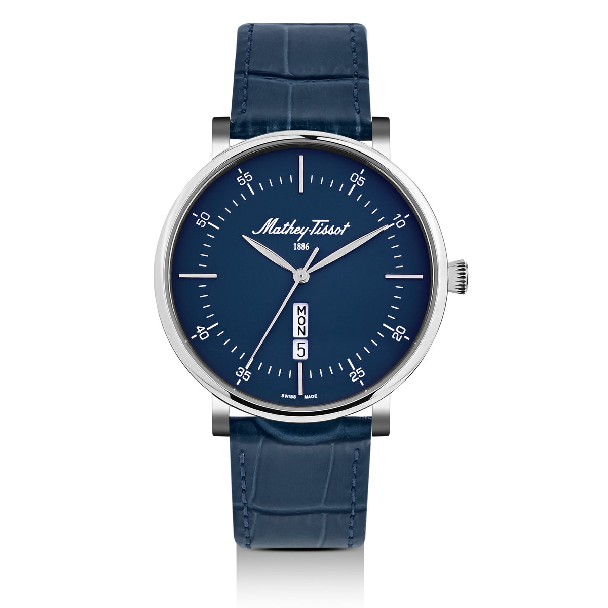 Mathey-Tissot Swiss Made Monsoon Day-Date Quatrz Blue Dial Analog Watch For Gents - H7918ALBU