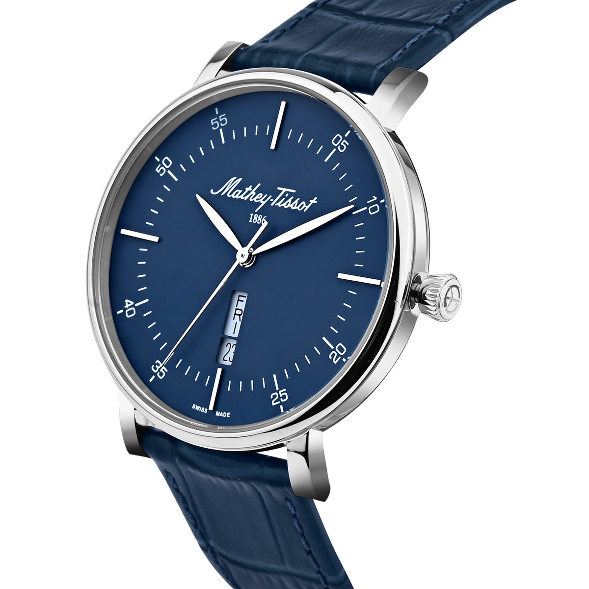 Mathey-Tissot Swiss Made Monsoon Day-Date Quatrz Blue Dial Analog Watch For Gents - H7918ALBU