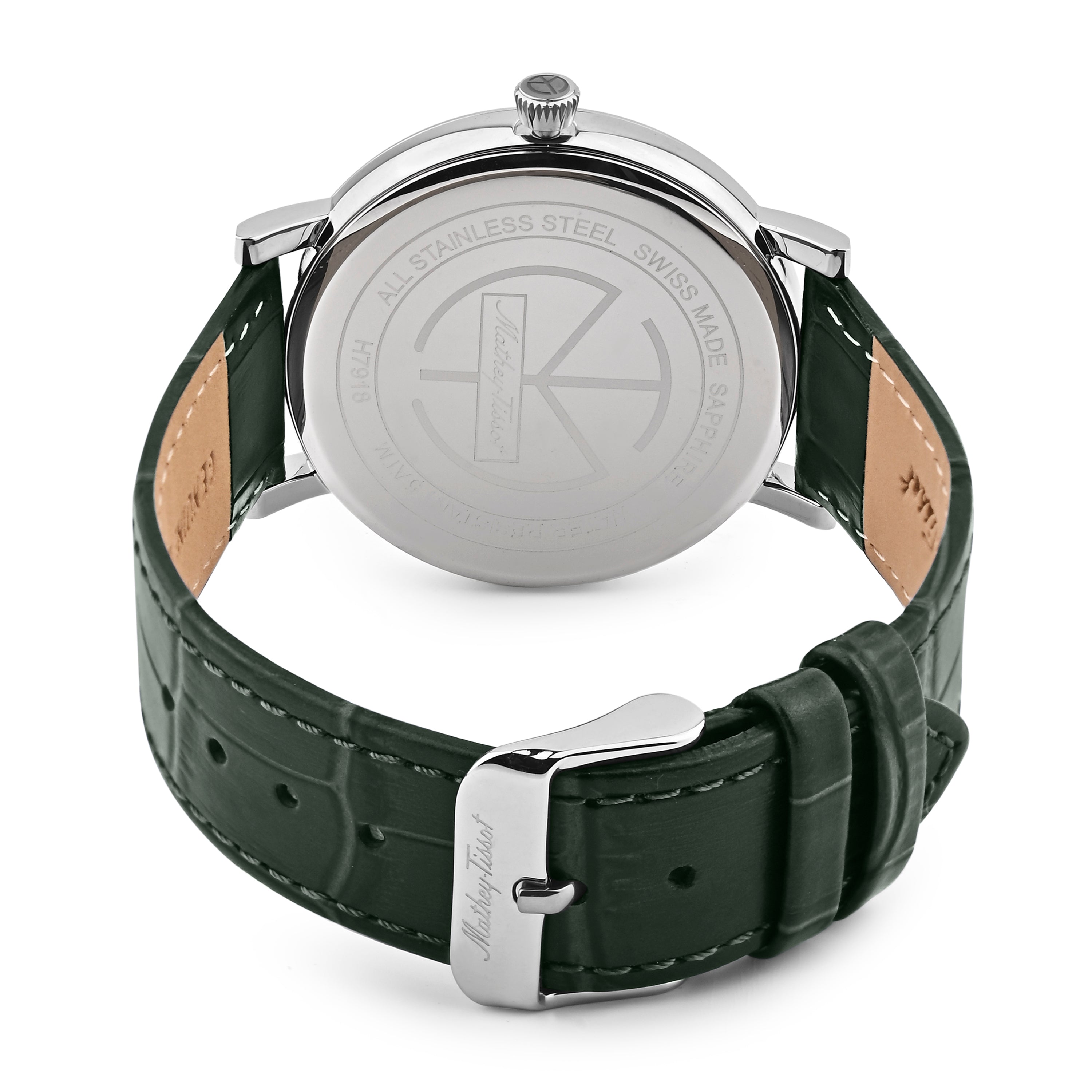 Mathey-Tissot Swiss Made H7918ALN Quatrz Green Dial Analog Watch For Gents - H7918ALV