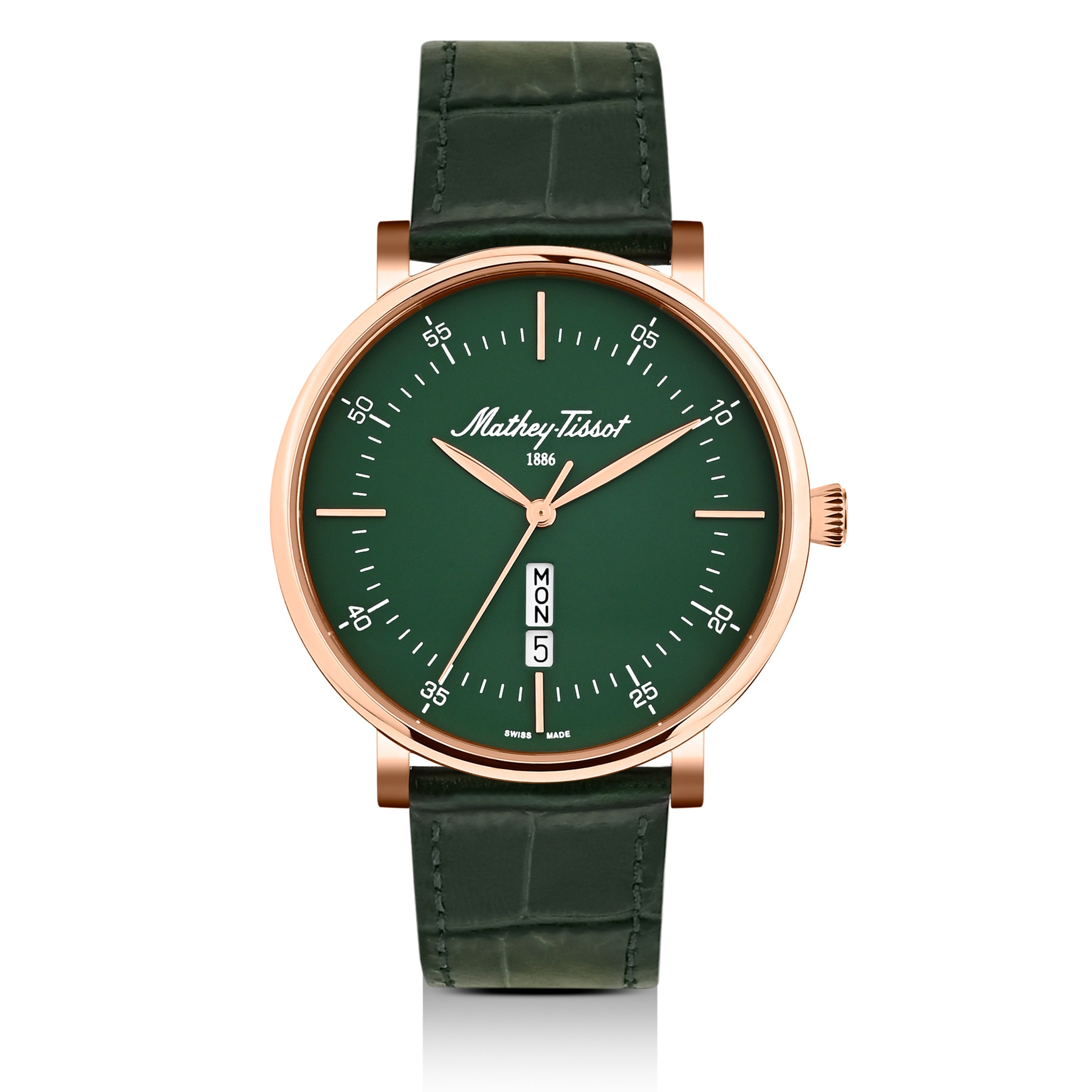 Mathey-Tissot Swiss Made Monsoon Day-Date Quatrz Green Dial Analog Watch For Gents - H7918PLV