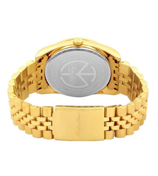 Mathey-Tissot Stainless Steel Analog White Dial Gold Strap Men&
