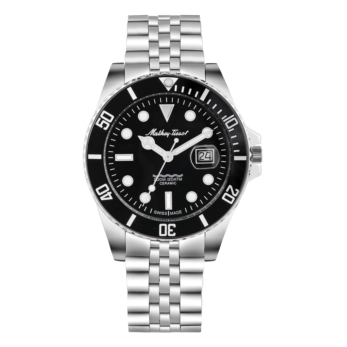 Mathey-Tissot Swiss Made Mathy Ceramic Quartz Black Dial Gents Watch - H901CRAN