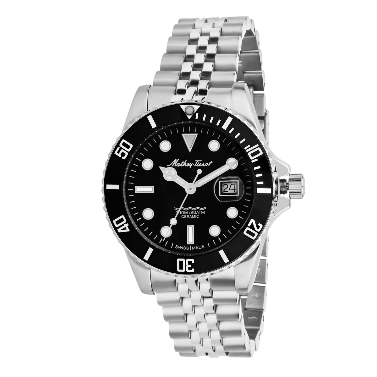 Mathey-Tissot Swiss Made Mathy Ceramic Quartz Black Dial Gents Watch - H901CRAN
