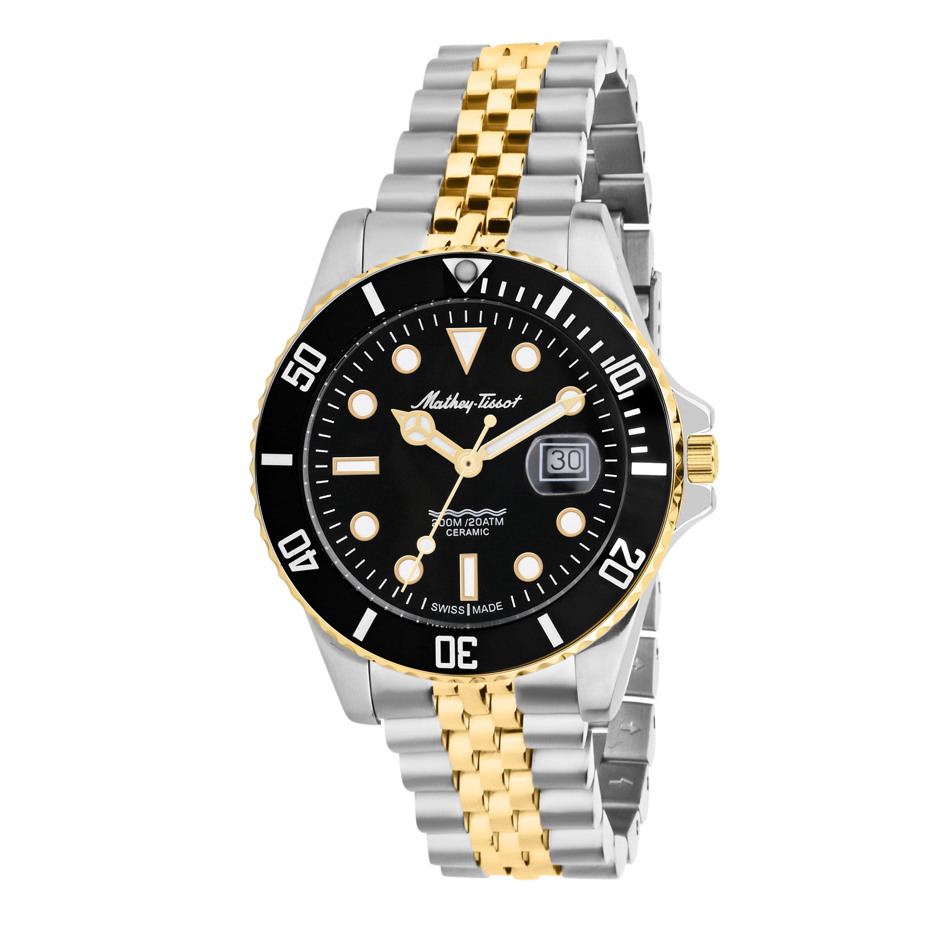 Mathey-Tissot Swiss Made Mathy Ceramic Quartz Black Dial Gents Watch - H901CRBN