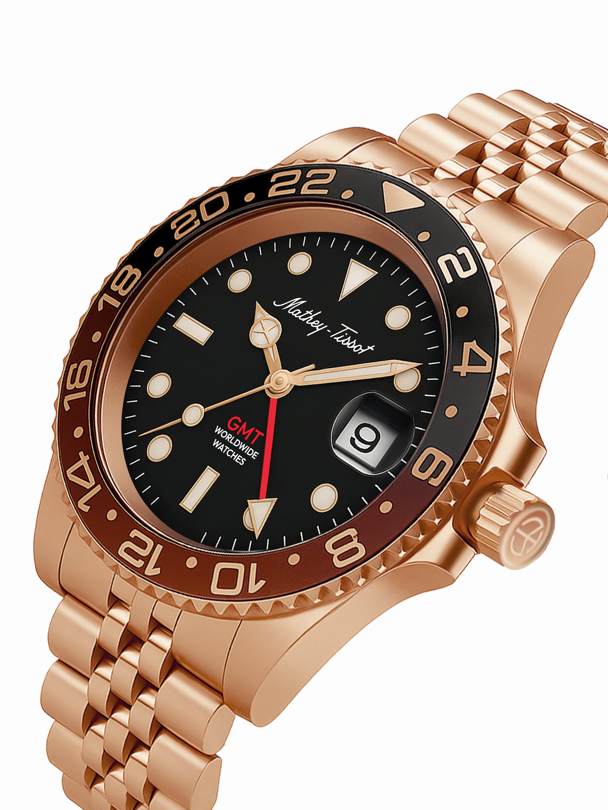 Mathey-Tissot Swiss Made GMT Quartz Black Dial Analog Watch For - Men H903PRN