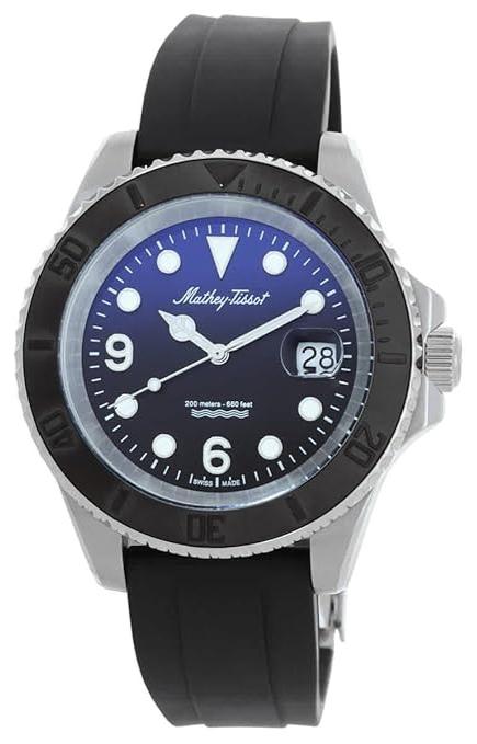 Mathey-Tissot Silicone Analog Quartz Blue Dial Mens Watch - H909Abu, Band_ Black