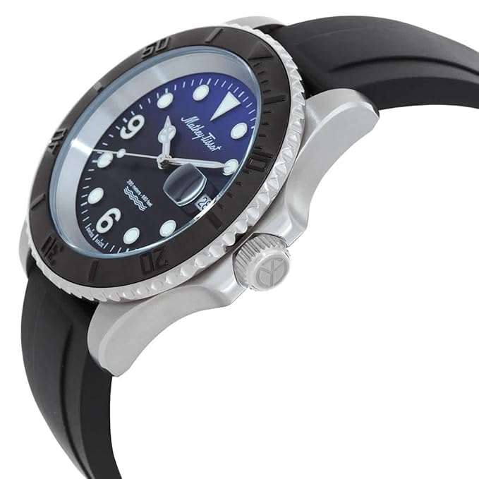 Mathey-Tissot Silicone Analog Quartz Blue Dial Mens Watch - H909Abu, Band_ Black