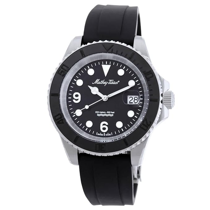 Mathey-Tissot Silicone Analog Quartz Black Dial Mens Watch - H909An