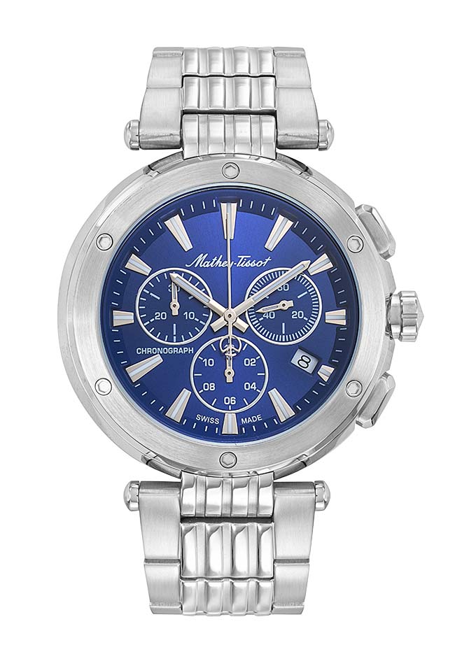 Mathey-Tissot Swiss Made Neptune Chrono Quartz Blue Dial Analog Watch For - Gents H912CHABU