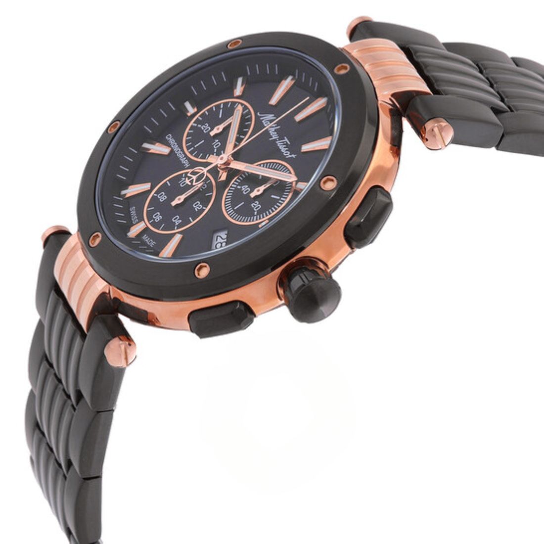 Mathey-Tissot Swiss Made Neptune Chrono Quartz Black Dial Analog Watch For - Gents H912CHNR