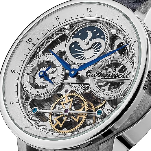 Ingersoll Men The Jazz Gents Automatic Analog Watch with Silver Dial and Blue Leather Strap - I07702