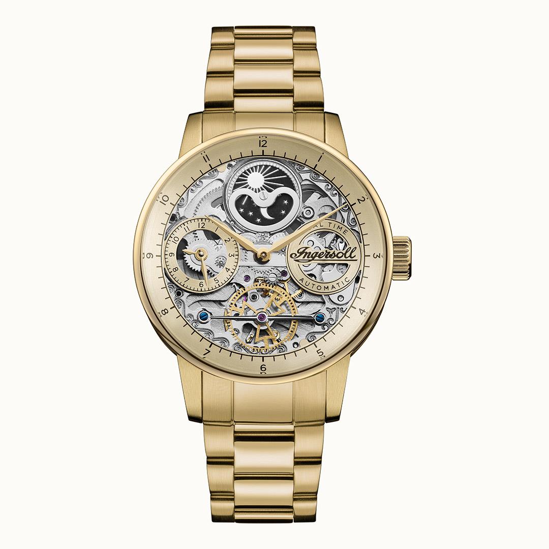 Ingersoll Automatic Gold Skeleton Dial With Lifetime Warranty Analog Watch - For Gents I07711
